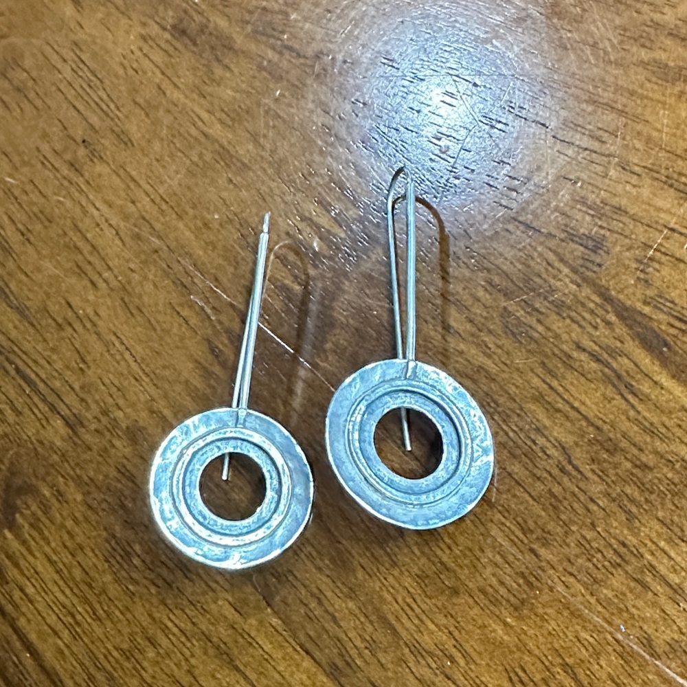 Silpada Round Hammered & Oxidized Silver Hoop Earrings